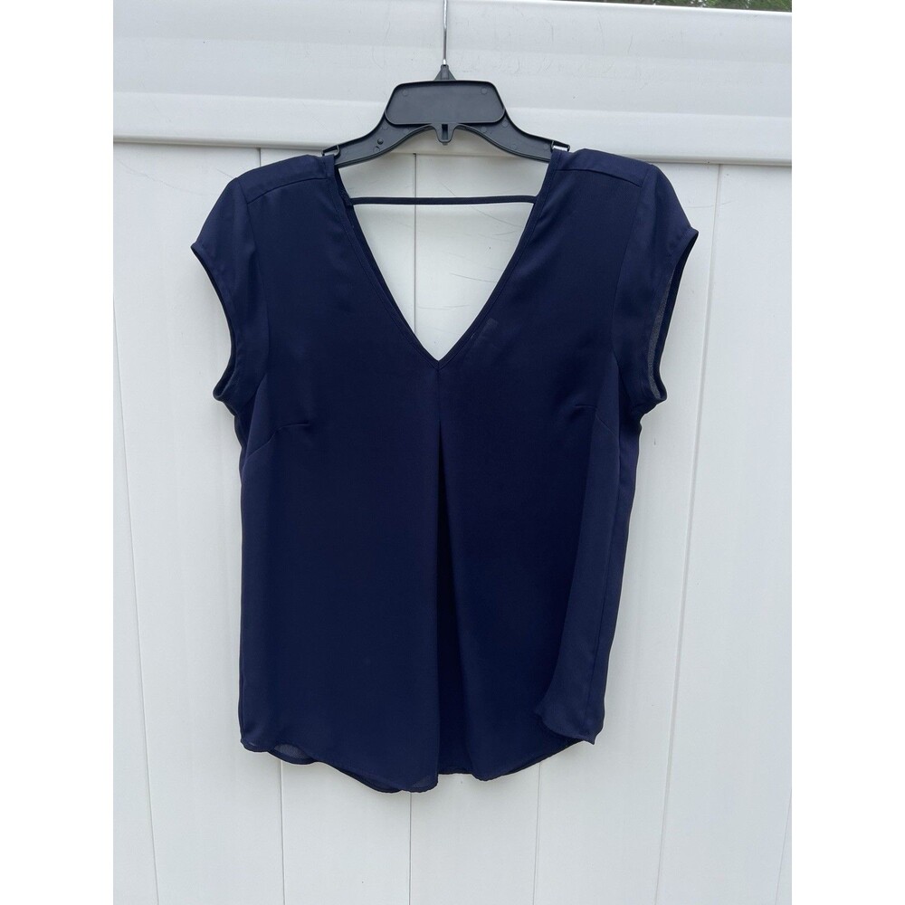 DR2 Size Small Women's Navy Blue Cap Sleeve Blouse Lightweight